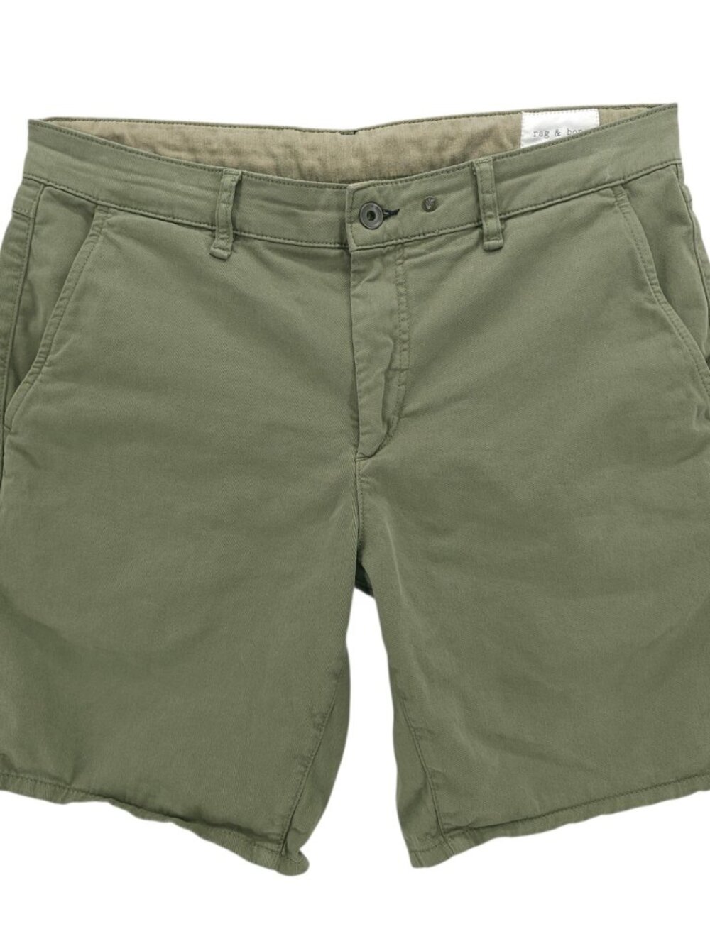 RAG & BONE Perry Cotton Twill Shorts Pale Army Green Stretch Size 33